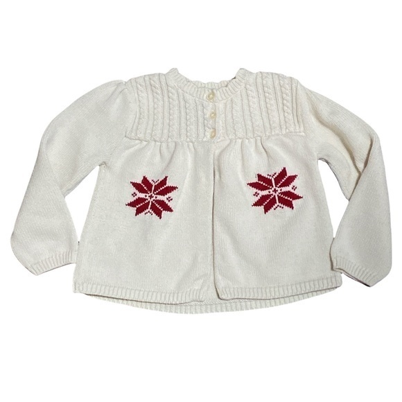 American Living Cream And Red Holiday Cardigan Sweater Sz. 24m (Girls)